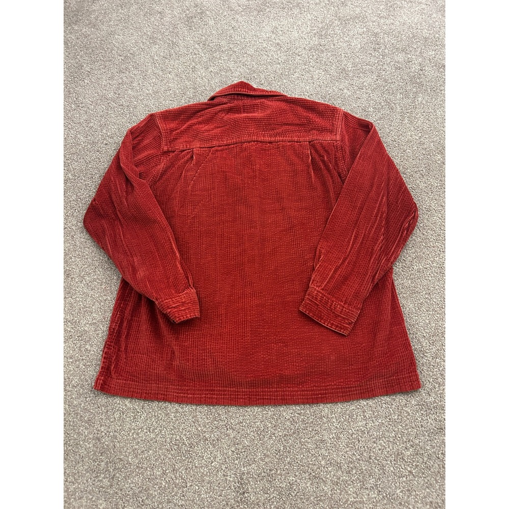 LL Bean Corduroy Button Down Shirt Womens Small Red Excellent Long Sleeve Cotton - Picture 10 of 11